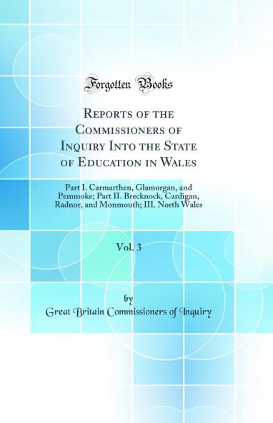 Reports of the Commissioners of Inquiry Into the State of Education in Wales Vol. 3: Part I. Carmarthen Glamorgan and Pemmoke; Part II. Brecknock Cardigan Radnor and Monmouth; III. North Wales (Classic Reprint)