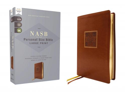 NASB PERSONAL SIZE BIBLE LARGE PRINT LEATHERSOFT BROWN