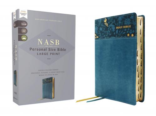 NASB PERSONAL SIZE BIBLE LARGE PRINT LEATHERSOFT TEAL R