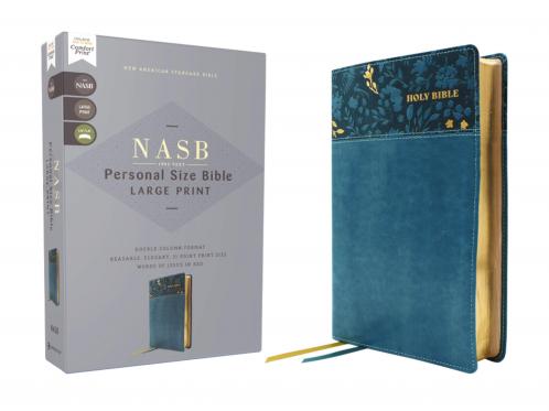 NASB PERSONAL SIZE BIBLE LARGE PRINT LEATHERSOFT TEAL R