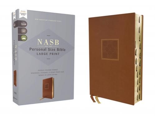 NASB PERSONAL SIZE BIBLE LARGE PRINT LEATHERSOFT BROWN