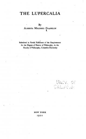 Lupercalia (Classic Reprint)