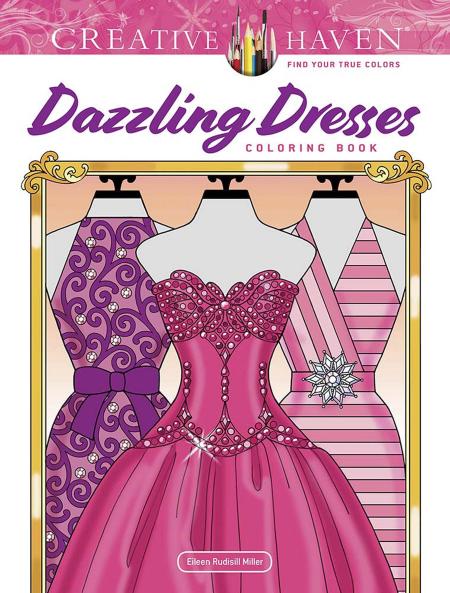 CREATIVE HAVEN DAZZLING DRESSES COLORING BOOK