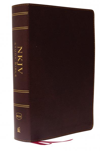 NKJV Study Bible Bonded Leather Burgundy Full-Color Comf