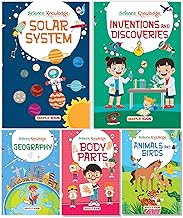 Science Books for Kids - Knowledge Books (Set of 5 Books) (Illustrated) - Geography - Solar System - Animals and Birds - Body Parts - Inventions and Discoveries - Nature - Planets - Age 7+