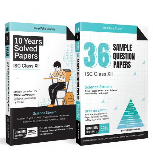 Gurukul by Oswal ISC Science Combo of 36 Sample Question Papers and 10 Years Solved Papers for Class 12 Exam 2025 : Eng I & II Hindi Phy Chem Bio Maths Computer Sc Environmental Sc.& Phy. Edu