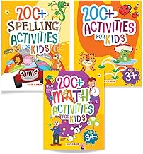 Activity Books for Kids (Set of 3 Books) - 200+ Maths Activities 200+ Brain Activities 3+ 200+ Spelling Activities - Age 3+