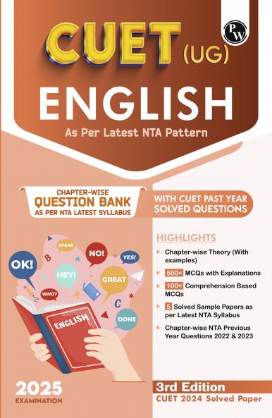 PW CUET (UG) English 2025 Chapterwise & Topicwise Question Bank with Past Year Questions and Mock Test