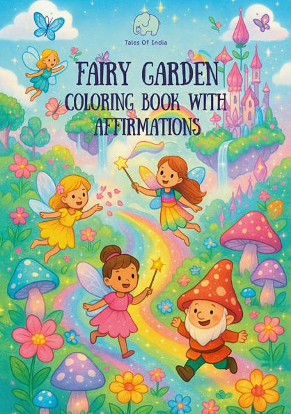 Fairy Garden Coloring book with affirmations for Kids & Toddlers Gift for Children for painting drawing - 3 to 7 years old