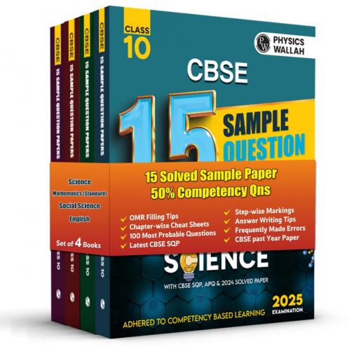 PW CBSE | Class 10 | 15 New Pattern Sample Paper Science Maths (Std) English & Social Science Combo Set of 4 Books for 2025 Board Exam | 50% Competency Based Questions