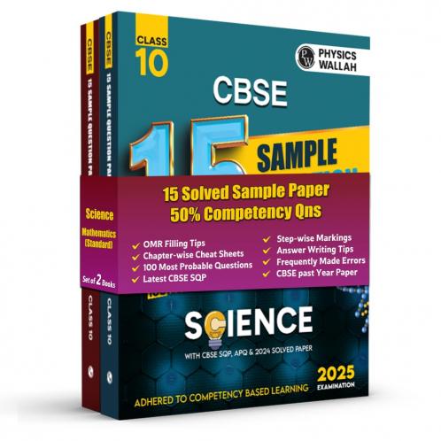 PW CBSE | Class 10 | 15 New Pattern Sample Paper Science Maths (Standard) Combo Set of 2 Books for 2025 Board Exam | 50% Competency-Based & 100 Most Probable Questions