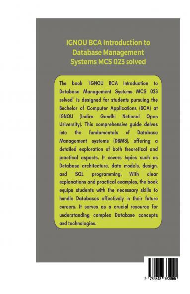 IGNOU BCA Introduction to Database Management Systems MCS 023 Solved