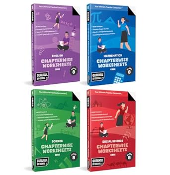 Gurukul by Oswal Chapterwise Worksheets CBSE Class 8 Bundles (Set of 4) : Maths Science Social Science English for Exam 2026
