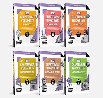 Gurukul by Oswal Chapterwise Worksheets ICSE Class 6 Bundles (Set of 6) : Physics Chemistry Maths Biology History & Civics Geography for Exam 2026