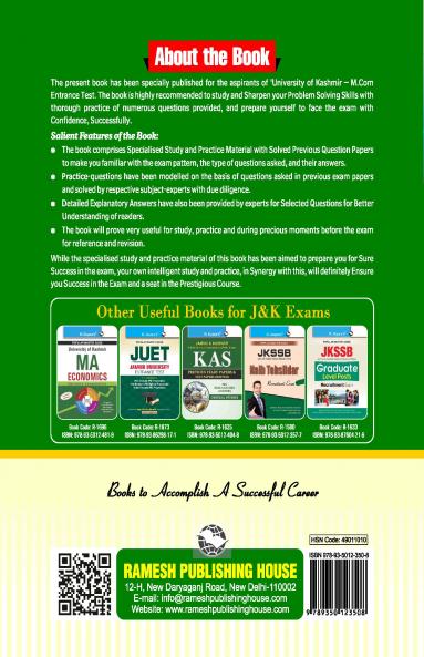 University of Kashmir : M.Com Entrance Test Guide