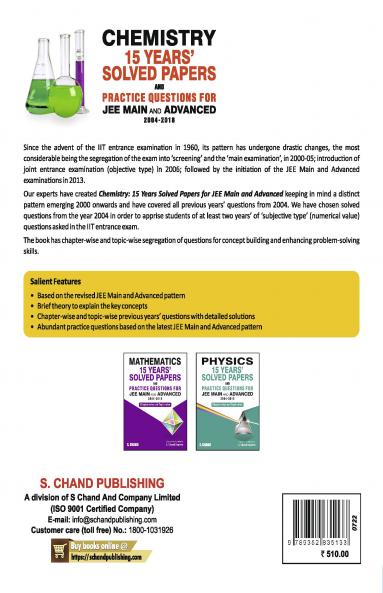 CHEMISTRY 15 YEARS' SOLVED PAPERS FOR JEE MAIN & ADVANCED