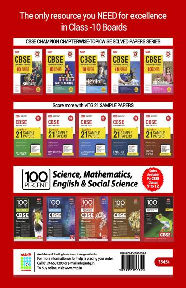 MTG CBSE 10 Years Chapterwise Topicwise Solved Papers Class 10 Science - CBSE Champion For Exam 2023 (Paperback MTG CBSE EXPEART TEAM)
