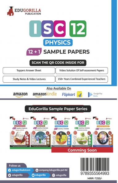 ISC Class XII - Physics Sample Papers TestPrep Book | 12 +1 Sample Paper | According to the latest syllabus prescribed by CISCE