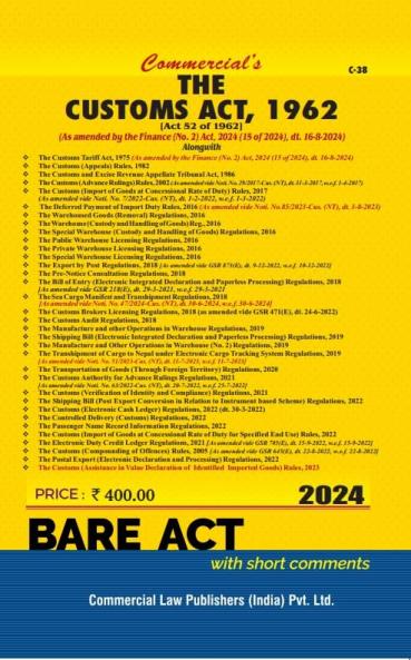 Customs Act 1962 (As Amended by The Finance (No.2) Act 2024)