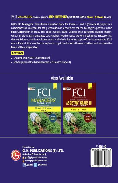 FCI 2022 : Managers' Phase I & Phase II (Paper 1) - Chapter wise Question Bank by GKP