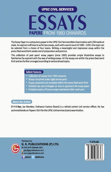 UPSC Civil Services 2023 : Es says (Papers from 1993 onwards) by DVK Rao