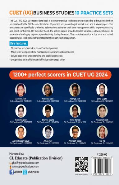 GKP NTA CUET-UG 2025 : 10 Practice Sets - Business Studies - (5 Mock Tests & 5 Solved Papers) by Career Launcher
