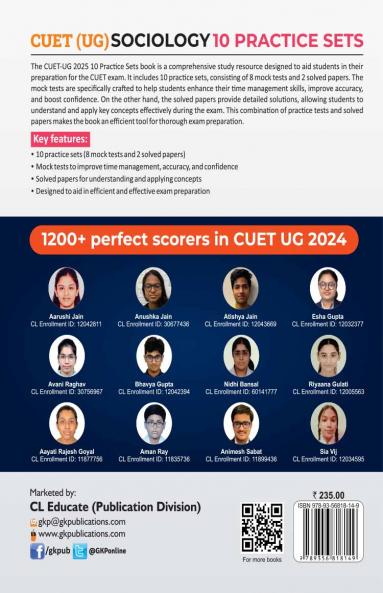 GKP NTA CUET-UG 2025 : 10 Practice Sets - Sociology - (8 Mock Tests & 2 Solved Papers) by Career Launcher