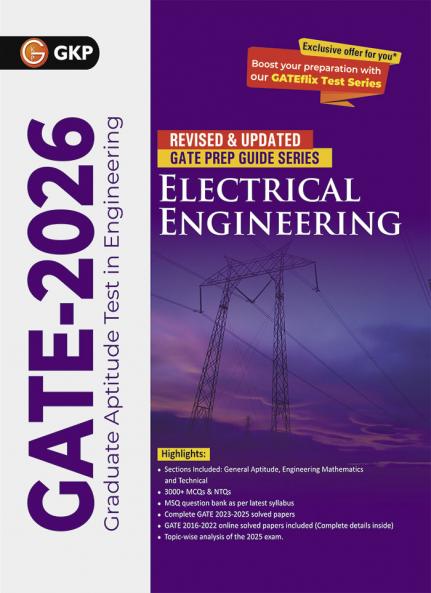 GKP GATE 2026 : Electrical Engineering - Guide| Solved Papers from 2023 to 2025| 3 Mock Tests| MSQ Bank| General Aptitude & Engineering Mathematics