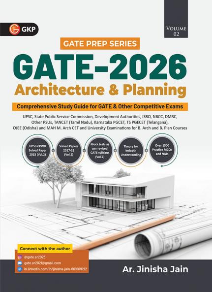 GKP GATE 2026 Architecture & Planning Volume 2 | Solved GATE Papers 2017–2024 | Theory for PSU ISRO DMRC M.Phil PhD & State Exams Entrance | 1500+ Practice MCQs and NATs | Comprehensive Study Guide | Best Gate Preparation Series