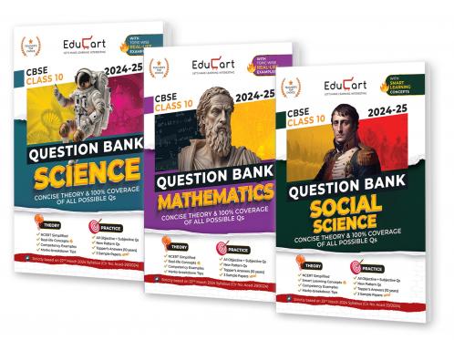Educart CBSE Class 10 Question Bank Science Mathematics & Social Science 2024-25 Bundle (Set of 3 Books) For 2025 Board Exams (As per latest CBSE Syllabus 23 Mar 2024)