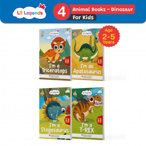 Oswaal Lil Legends Know Me Series - Dinosaurs | I Am An Apatosorrus I Am A Triceratops I Am A Stegosaurus and I Am A T-Rex (Set of 4 Books) | Fascinating Animal Book | Exciting Illustrated Book | For Kids | Age 2+ Years