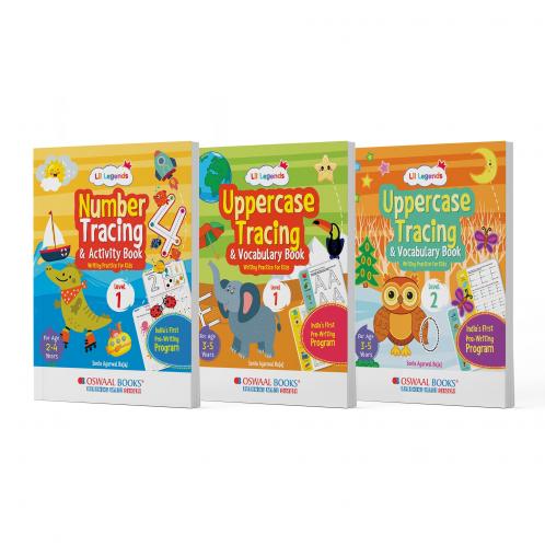 Oswaal Lil Legends Writing Practice Boxset: Pack of 3 Books (Tracing & Vocabulary L-1 And Number Tracing & Activity L-1 And Tracing & Vocabulary L-2) Age 2-5 years
