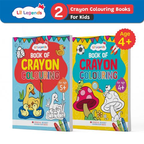 Oswaal Lil Legends Creative Crayon Colouring Books For 4+ and 5+ Year Old Kids | Creative Copy Colouring Activity Books (Set of 2 Books)
