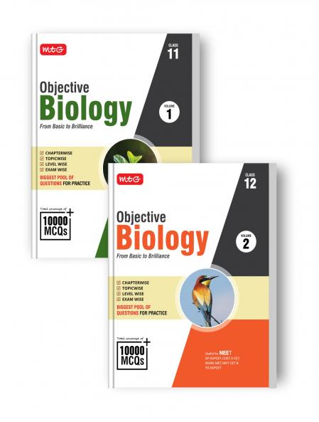 MTG Objective Biology Series Vol-1 & 2 (Class 11 & 12) For NEET & State-Level Medical Entrances | Biggest Pool of 10000+ MCQs Chapter-wise Topic-wise Level-wise Exam-wise For Practice (2025-26)