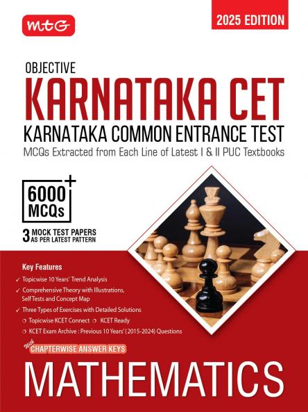 MTG Objective Karnataka CET Mathematics Book For 2025 KCET Exam | KCET Topicwise Comprehensive Theory with 10 Previous Years Solved Question Papers & 6000+ MCQs | KCET PYQs Question Bank