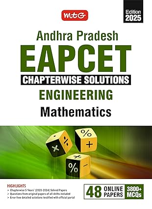 MTG Andhra Pradesh EAPCET Chapterwise Previous Years (2020-2024) Solved Question Papers Mathematics Book | 3800+ MCQs with Detailed Solutions | PYQs Question Bank For 2025 Exam