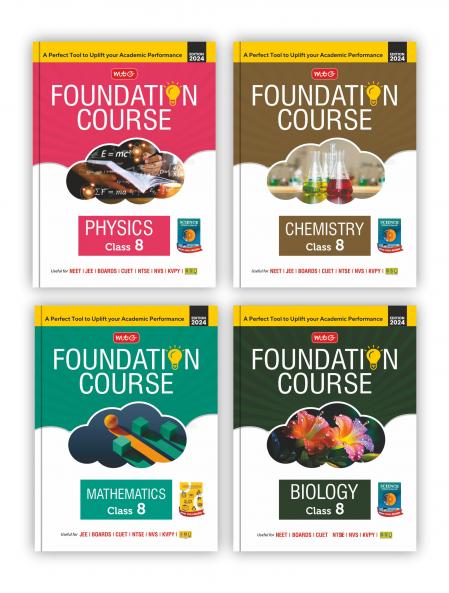 MTG Foundation Course Class 8 Physics Chemistry Mathematics & Biology Book (Set of 4) For IIT JEE NEET NSO Olympiad NTSE NVS KVPY & Boards Exam | Based on NCERT Latest Pattern 2024-25