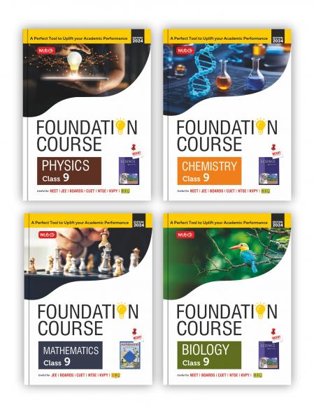 MTG Foundation Course Class 9 Physics Chemistry Mathematics & Biology Book (Set of 4) For IIT JEE NEET NSO Olympiad NTSE NVS KVPY & Boards Exam | Based on NCERT Latest Pattern 2024-25