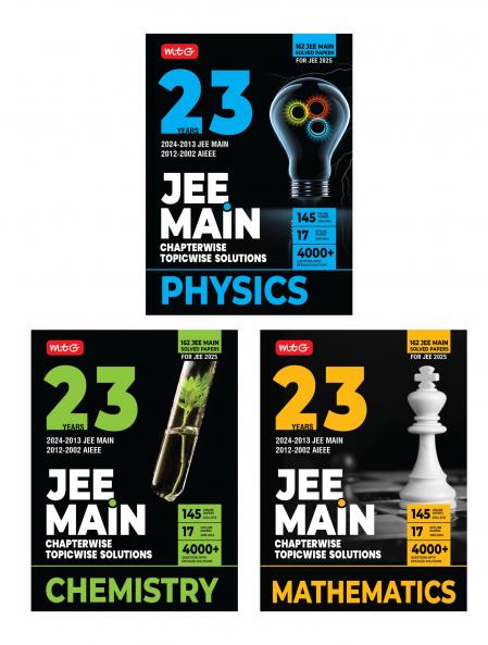 MTG 23 Years JEE MAIN Chapterwise Topicwise (2024-2002) Previous Years Solved Question Papers (PYQs) Physics Chemistry & Mathematics (Set of 3 Books) - JEE Main PYQ Books For 2025 Exam (162 JEE Main ONLINE & OFFLINE Papers)