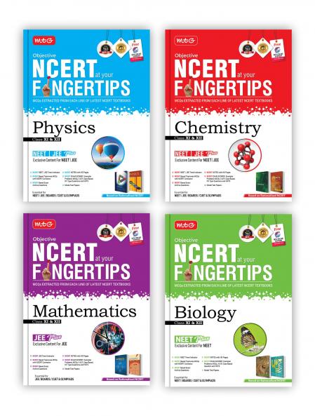 MTG Objective NCERT at your FINGERTIPS Physics Chemistry Mathematics & Biology (Set of 4 Books) - NCERT NEET/JEE Trend Indicator Notes with HD Pages Exam Archive & MCQs | NEET-JEE Books (Based on NCERT Latest Pattern For 2025 Exam)