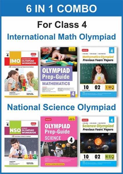 MTG Class-4 (Mathematics & Science) IMO-NSO Olympiad Workbook Prep-Guide & Previous Years Papers (PYQs) with Mock Test Paper - SOF Olympiad Books For 2024-25 Exam (Set of 6 Books)