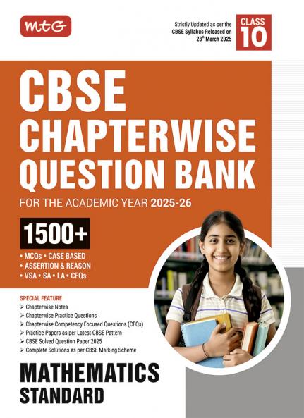 MTG CBSE Chapterwise Question Bank Class 10 Mathematics Standard For 2026 Board Exam | As Per Latest CBSE Syllabus Released on 28 March 2025