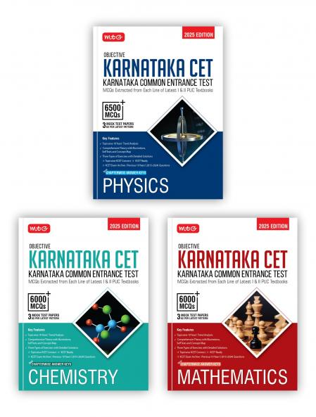 MTG Objective Karnataka CET Physics Chemistry & Mathematics For 2025 KCET Exam (Set of 3 Books) | KCET Topicwise Comprehensive Theory with 10 Previous Years Solved Question Papers | KCET PYQs Question Bank
