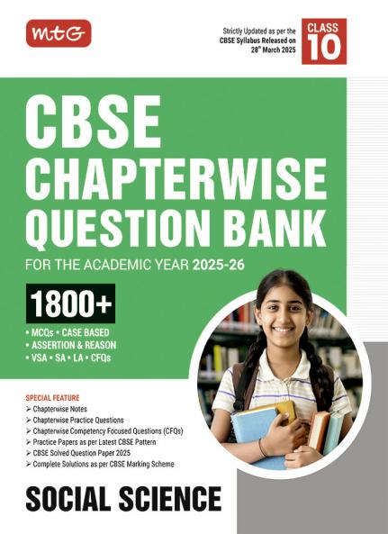MTG CBSE Chapterwise Question Bank Class 10 Social-Science For 2026 Board Exam | As Per Latest CBSE Syllabus Released on 28 March 2025