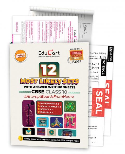 Educart CBSE Class 10 Most Likely Sets of Sample Papers - Science Maths Standard Social Science & English (with Answer Writing Sheets 2024-25)