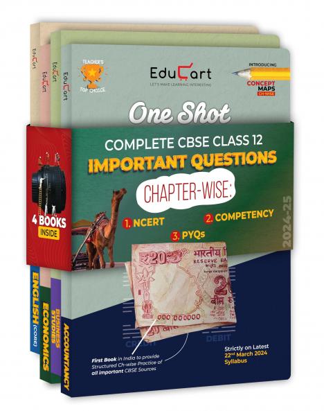 Educart CBSE Class 12 One Shot Question Bank 2024-25 Accountancy Business Studies Economics and English (Updated for 2025 Exam) 4 Book Bundle