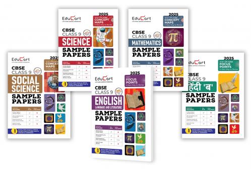 Educart CBSE Class 9 Sample Papers Bundle - Science Maths Social Science English & Hindi B 2024-25 (Introducing Revision Maps) 2025
