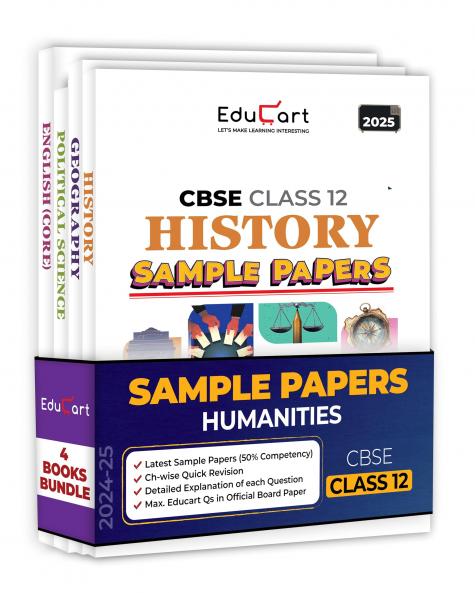 Educart CBSE Class 12 Sample Paper 2025 - History Political Science Geography and English Combo Set of 4 Books for 2024-25 Board Exam