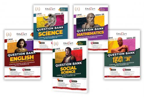 Educart CBSE Class 10 Question Bank Science Mathematics Social Science English & Hindi A 2024-25 Bundle (Set of 5 Books) For 2025 Board Exams (As per latest CBSE Syllabus 23 Mar 2024)