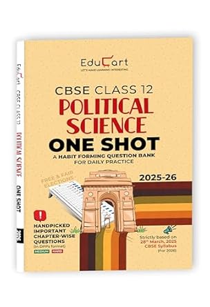 Educart CBSE Class 12 Political Science One Shot Question Bank 2026 (Includes PYQs for 2025-26)
